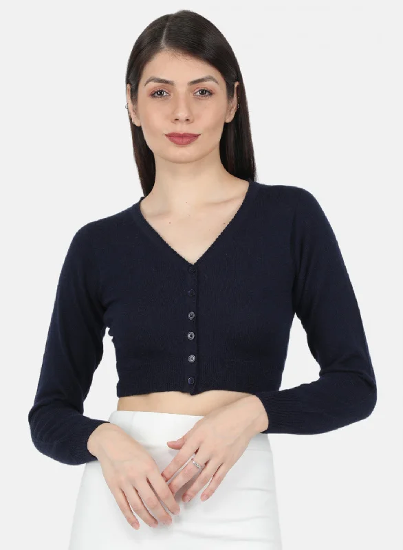 Women Navy Blue Solid Blouse